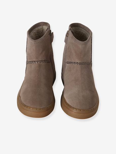 Pair of girls leather boots taupe 