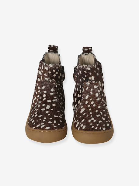 Leather Zipped & Elasticated Chelsea Boots for Babies dark brown+golden yellow+navy blue+old rose 