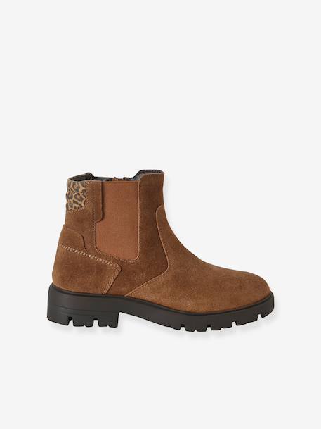 Pair of girls leather boots brown 