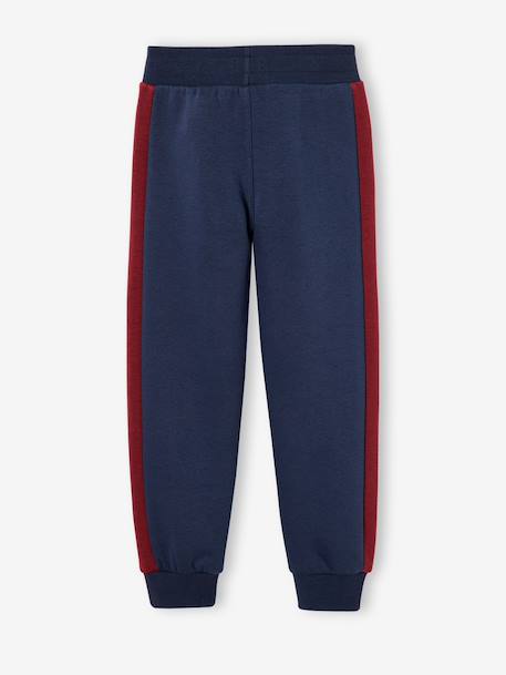 Boys' joggers with side stripe bordeaux red+green+marl grey+red 