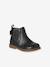 Pair of baby first steps boots black+golden yellow 