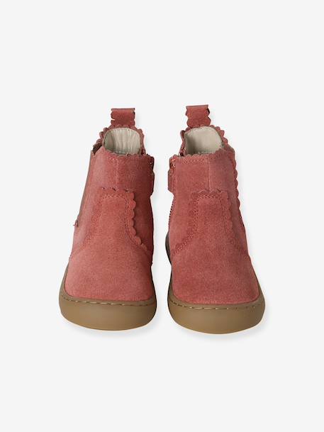 Leather Zipped & Elasticated Chelsea Boots for Babies dark brown+golden yellow+navy blue+old rose 