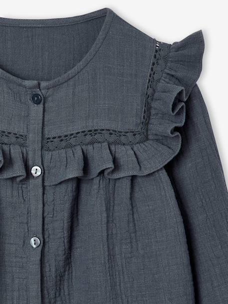 Long-sleeved shirt for girls rosy+slate blue+vanilla 