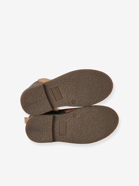 Girls' leather and glitter boots, nursery collection camel+navy blue 