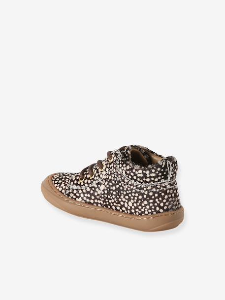 Soft leather lace-up ankle boots for baby's first steps brown+dark brown+fuchsia+golden yellow+rose 