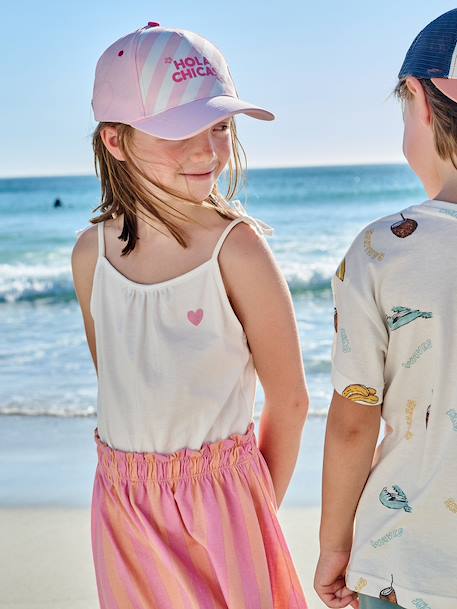 Girls' dress with thin straps navy blue+old rose 