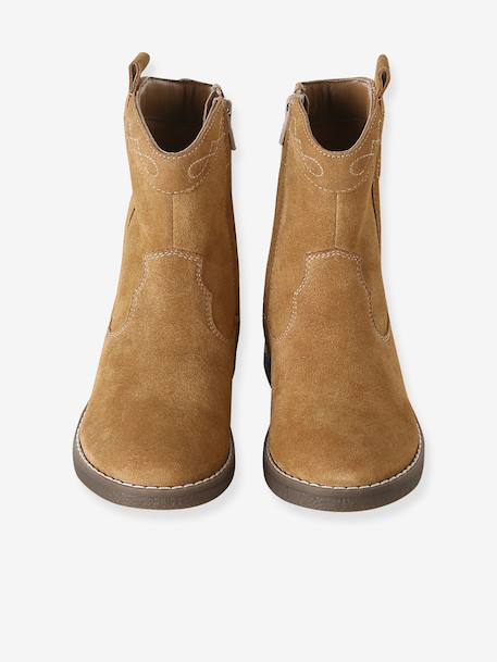 Pair of girls leather boots brown 
