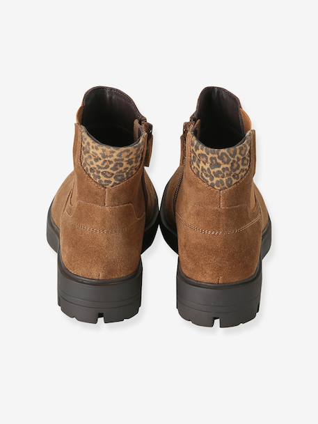 Pair of girls leather boots brown 