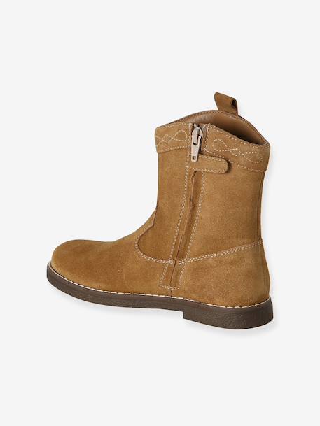 Pair of girls leather boots brown 