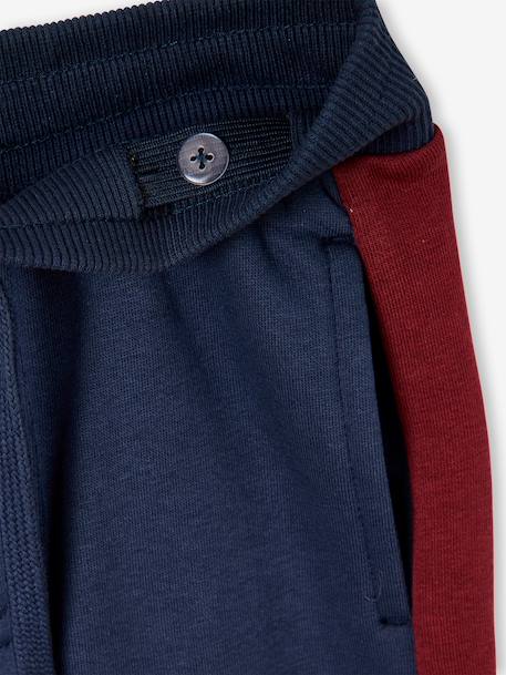 Boys' joggers with side stripe bordeaux red+green+marl grey+red 