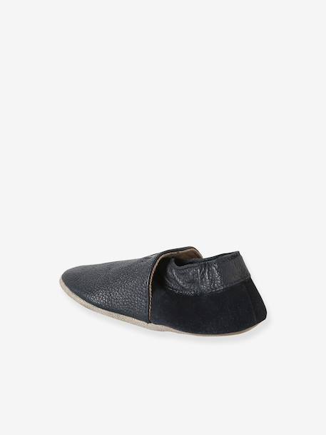Supple Leather Shoes with Elastic, for Babies chocolate+navy blue+night blue 
