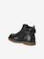 Pair of baby first steps boots black+golden yellow 