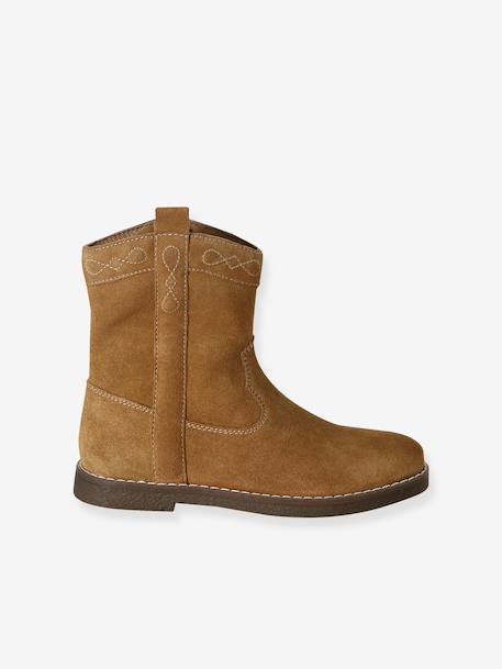 Pair of girls leather boots brown 