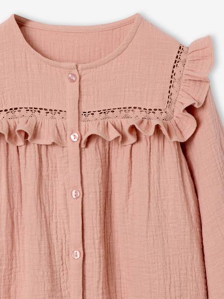 Long-sleeved shirt for girls rosy+slate blue+vanilla 