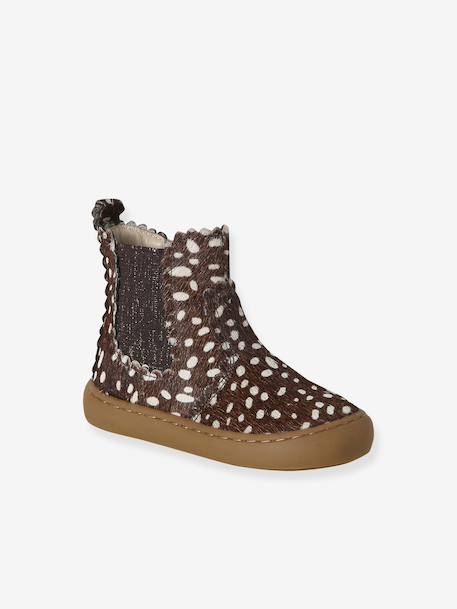 Leather Zipped & Elasticated Chelsea Boots for Babies dark brown+golden yellow+navy blue+old rose 