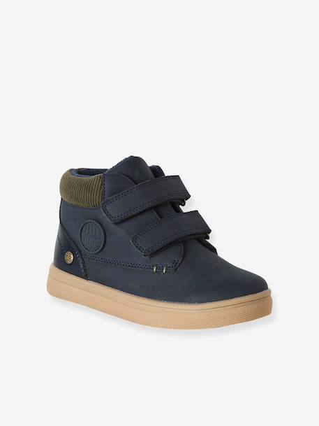 Pair of boys boots with straps khaki+navy blue 