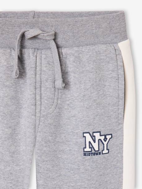 Boys' joggers with side stripe bordeaux red+green+marl grey+red 