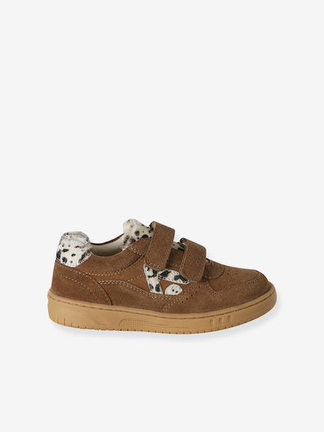 Pair of girls leather trainers beige+brown+golden yellow+old rose 