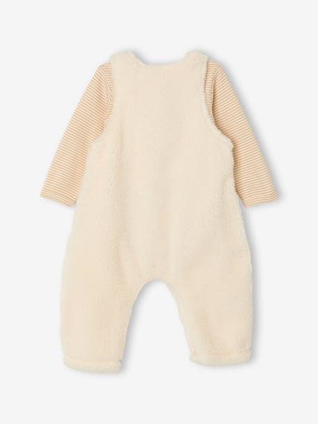 Dungarees and bodysuit set for baby vanilla 
