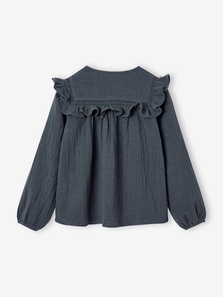 Long-sleeved shirt for girls rosy+slate blue+vanilla 