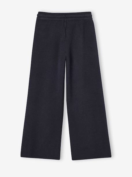 Wide-leg knitted trousers for girls anthracite+beige 