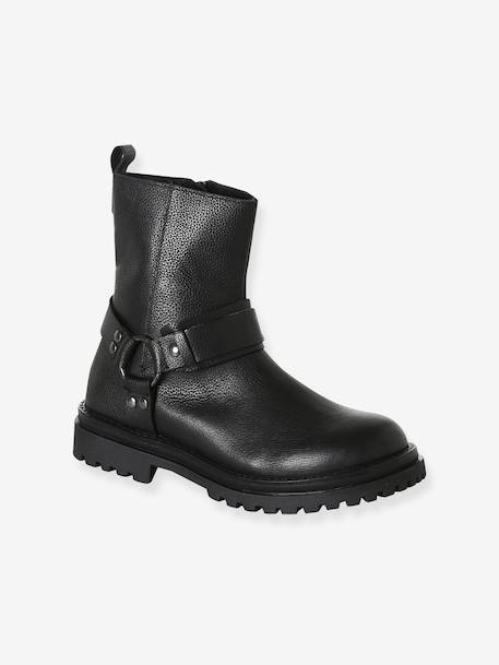 Pair of girls leather boots black 