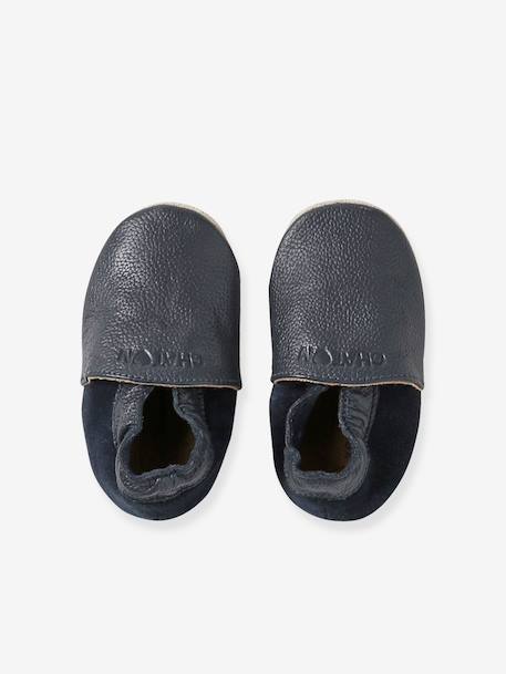 Supple Leather Shoes with Elastic, for Babies chocolate+navy blue+night blue 
