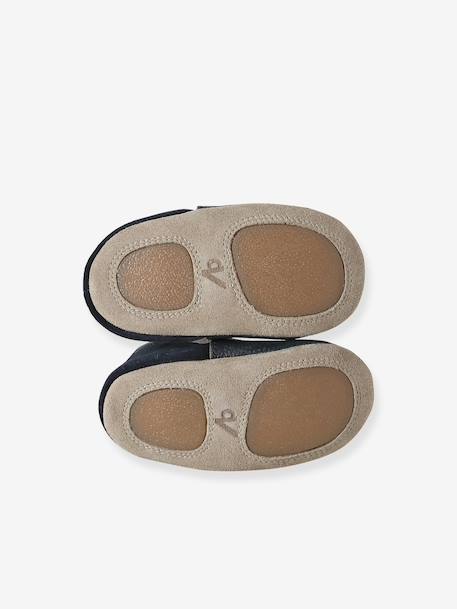 Supple Leather Shoes with Elastic, for Babies chocolate+navy blue+night blue 