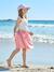 Girls' dress with thin straps navy blue+old rose 