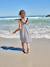 Girl's sleeveless dress navy blue+old rose 