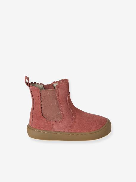 Leather Zipped & Elasticated Chelsea Boots for Babies dark brown+golden yellow+navy blue+old rose 
