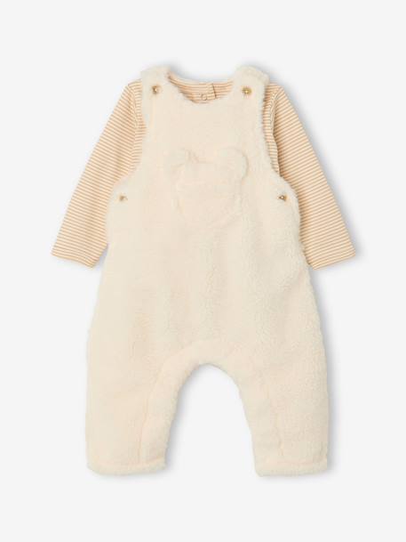 Dungarees and bodysuit set for baby vanilla 