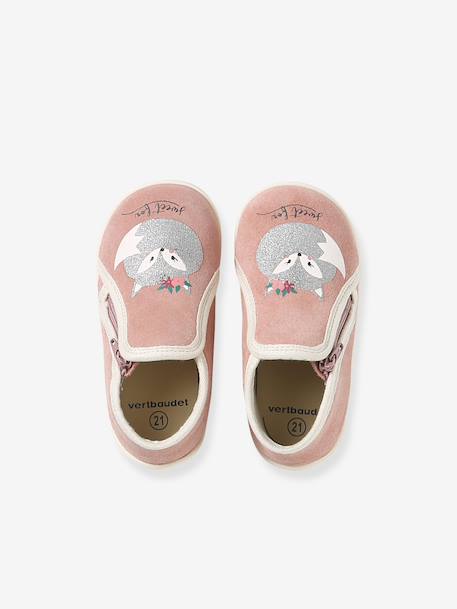 Zipped Soft Leather Ankle Boots for Babies gold+old rose 
