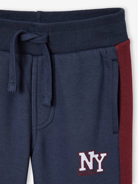 Boys' joggers with side stripe bordeaux red+green+marl grey+red 