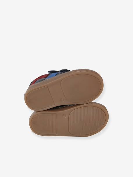 Hook&Loop Leather Trainers for Babies ecru+navy blue+set white 