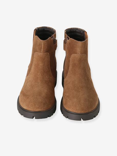 Pair of girls leather boots brown 