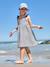 Girl's sleeveless dress navy blue+old rose 