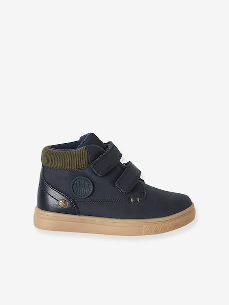 Pair of boys boots with straps khaki+navy blue 