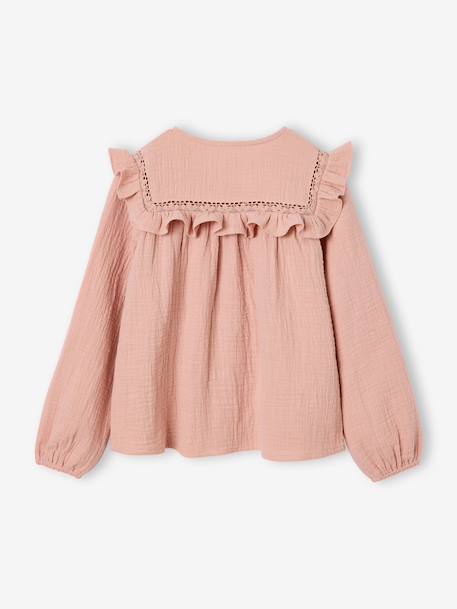 Long-sleeved shirt for girls rosy+slate blue+vanilla 