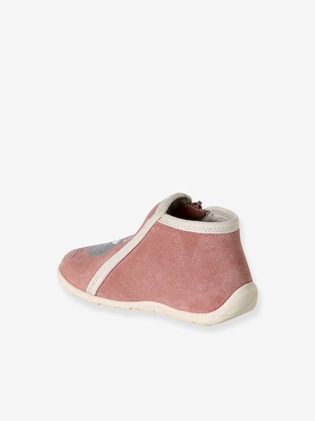 Zipped Soft Leather Ankle Boots for Babies gold+old rose 