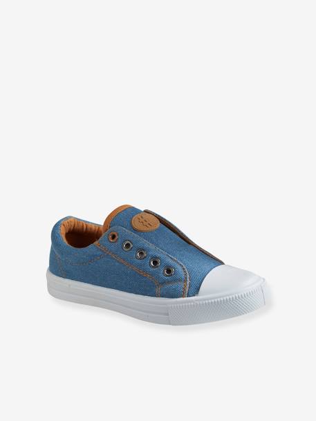 Elasticated Canvas Trainers for Boys Blue+Green/Print+GREY LIGHT SOLID 