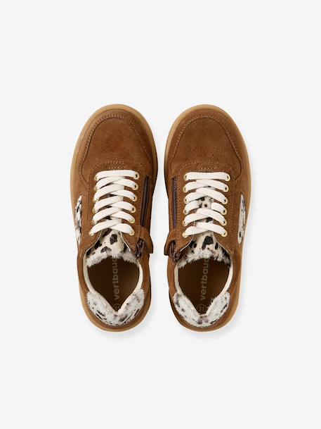 Pair of girls leather trainers beige+brown 