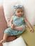 Jumpsuit for Newborn Babies, Embroidery in Cotton Gauze beige+ecru+Light Green/Print 