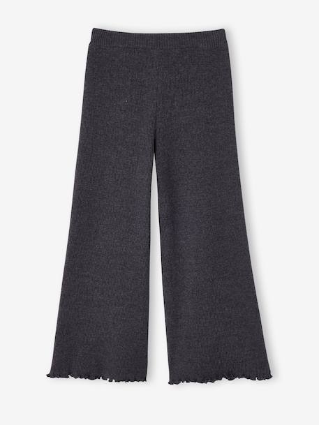 Wide-leg knitted leggings for girls marl grey+taupe 
