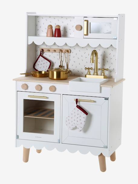 FSC® wooden festoon play kitchen with accessories white 