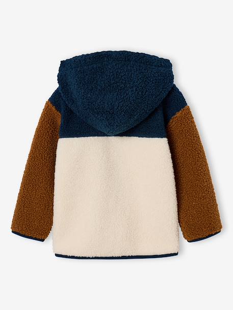 Zip-up hooded cardigan for boys fir green+medium blue 