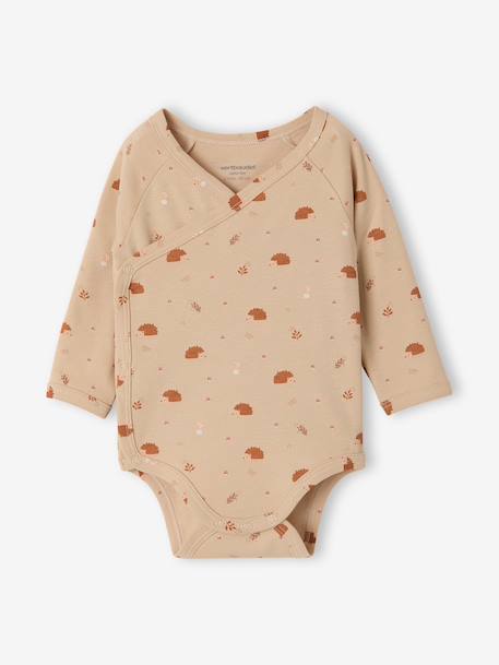 Pack of 5 long-sleeved bodysuits for newborn marl beige 