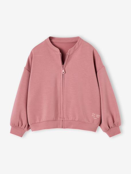 Zip-up sweatshirt for girls old rose 
