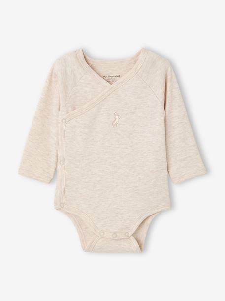 Pack of 2 long-sleeved newborn bodysuits ecru 