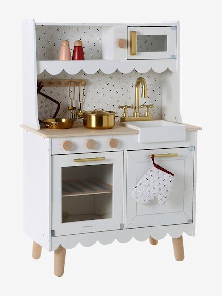 FSC® wooden festoon play kitchen with accessories white 